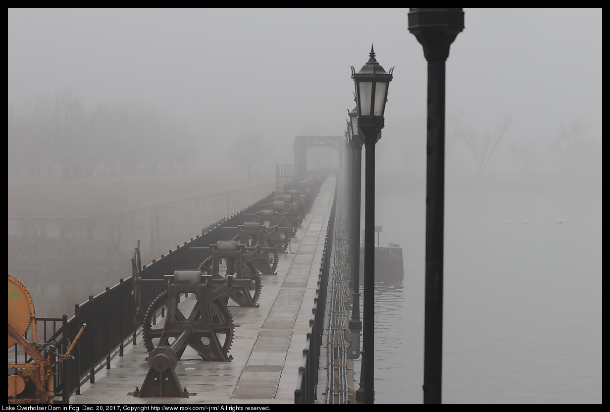 Lake Overholser Dam in Fog, Dec. 20, 2017