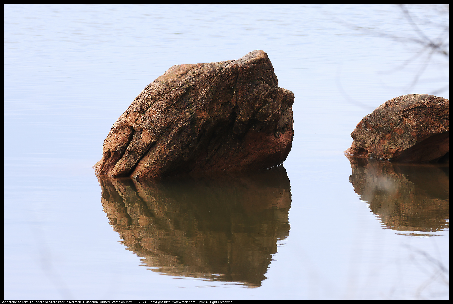 Sandstone at Lake Thunderbird State Park in Norman, Oklahoma, United States on May 13, 2024